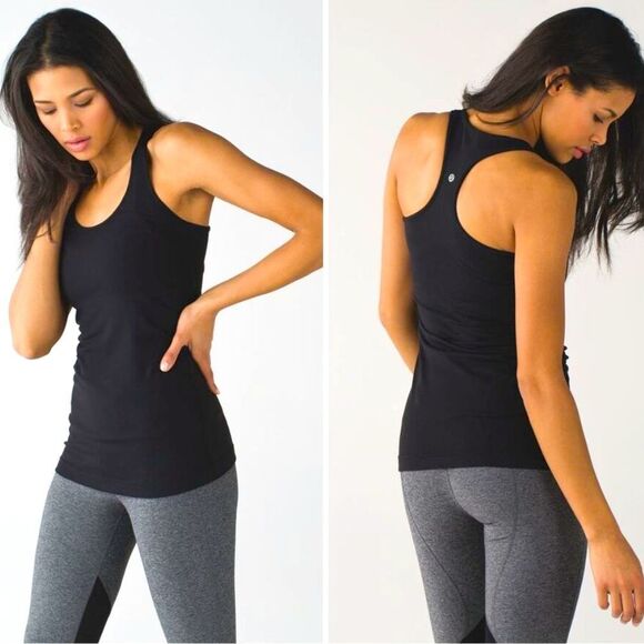 lululemon athletica Tops - Lululemon Cool Racerback Black RARE Vintage Logo Size 4 *Original Fit Luon